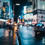 blurred shot of a city at night